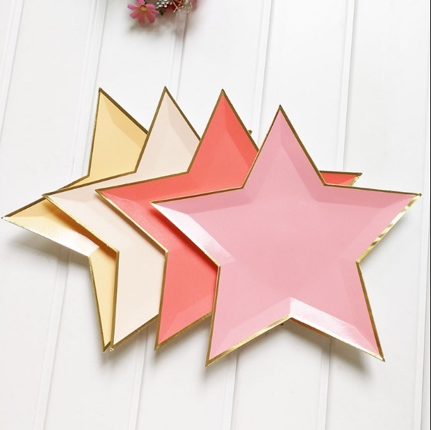 Multi Color Pentagram Disposable Paper Plate , Birthday Paper Plates